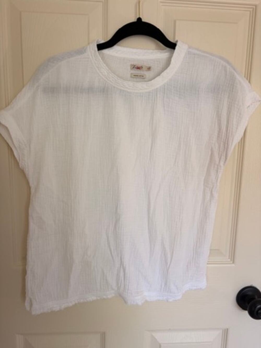 Faherty White Organic Cotton Gauze Top XS